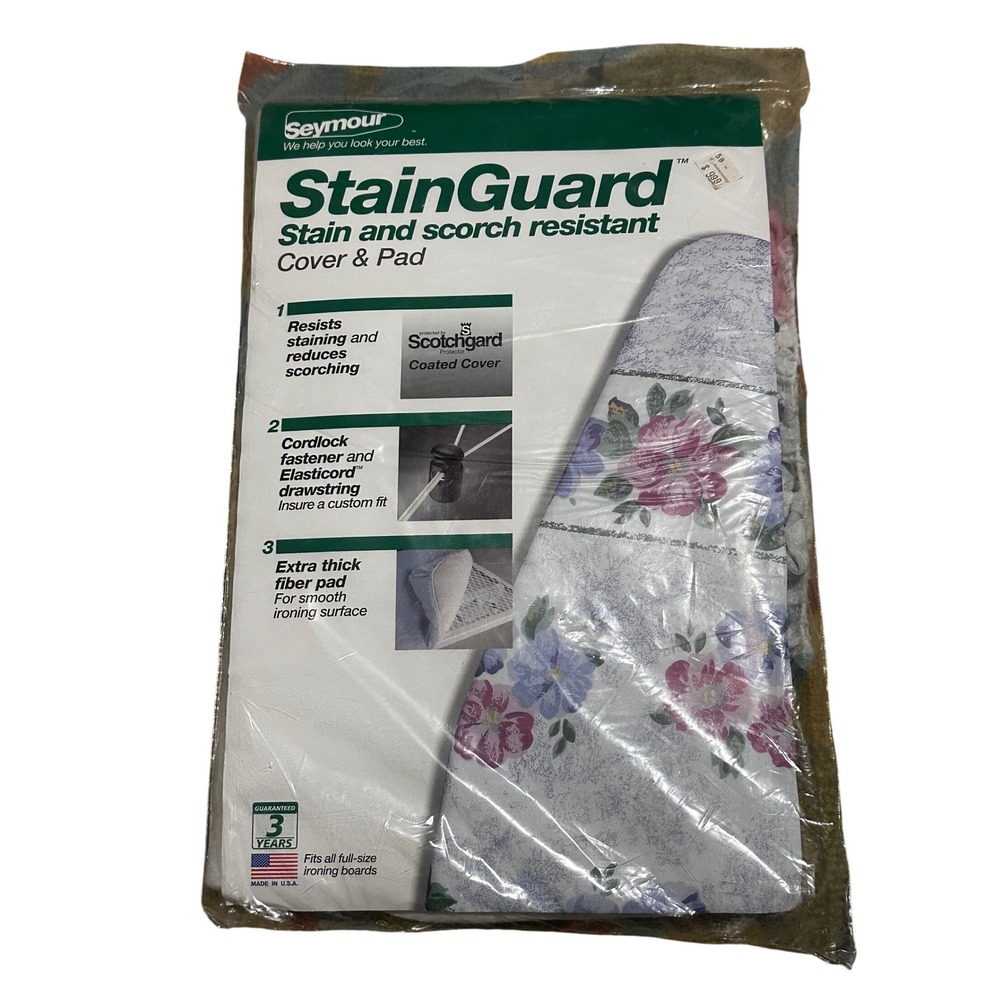 VINTAGE FLORAL Seymour StainGuard Ironing Board Cover Pad Stain Scorch Resistant